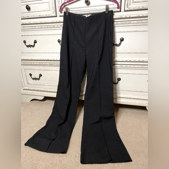 H&M black gothic style trousers with flared bottoms (US 8, 40) - Picture 1 of 7